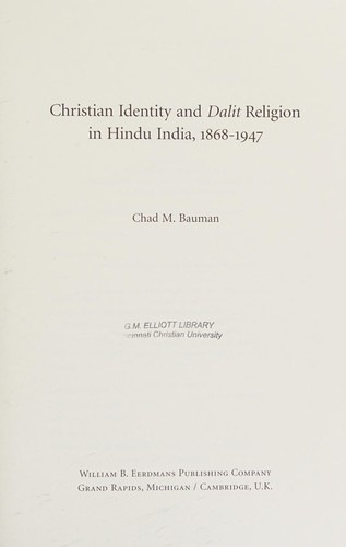 Cover for Christian identity and Dalit religion in Hindu India, 1868-1947