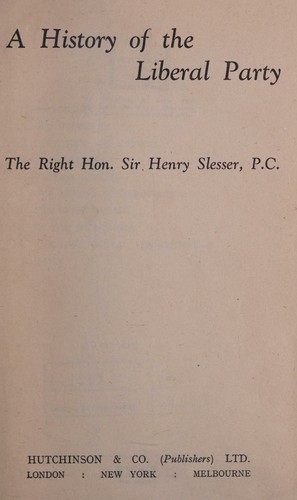 Cover for A history of the Liberal party