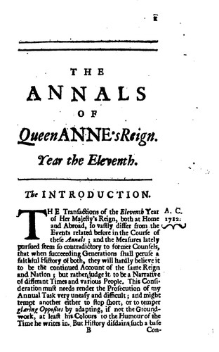 Cover for The History of the Reign of Queen Anne, Digested Into Annals.: Year the First[-eleventh. Being ...