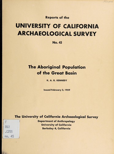 Cover for The aboriginal population of the Great Basin.