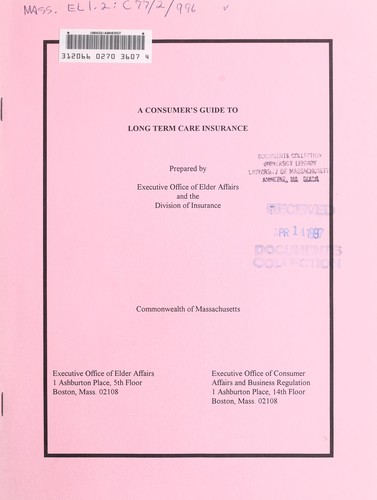 Cover for A consumer's guide to long term care insurance