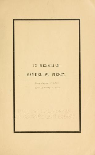 Cover for In memoriam.