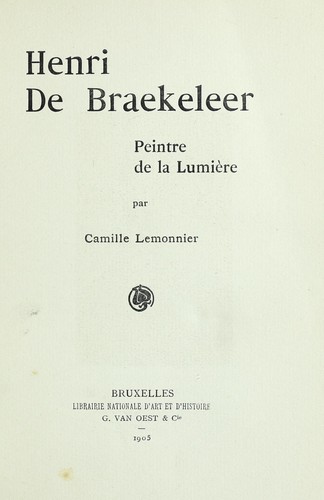 Cover for Henri de Braekeleer