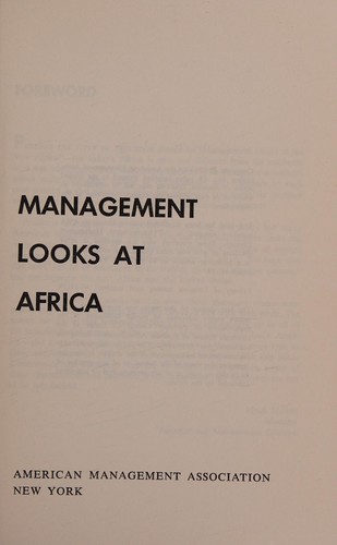 Cover for Management looks at Africa.