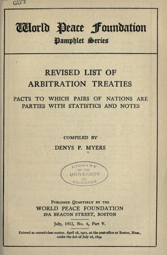 Cover for Revised list of arbitration treaties