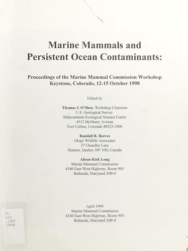 Cover for Marine mammals and persistent ocean contaminants