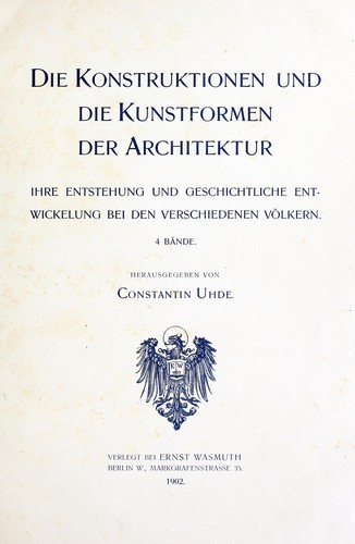 Cover for Die konstruktionen und die kunstformen der architektur