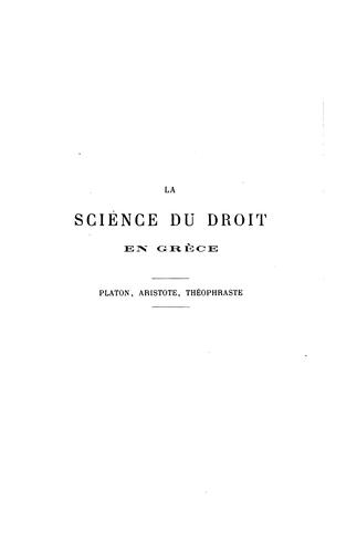 Cover for La science du droit en Grèce