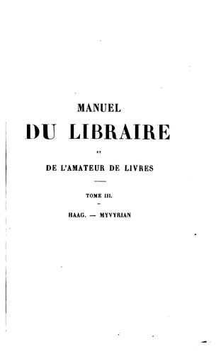 Cover for Manuel du libraire et de l'amateur de livres
