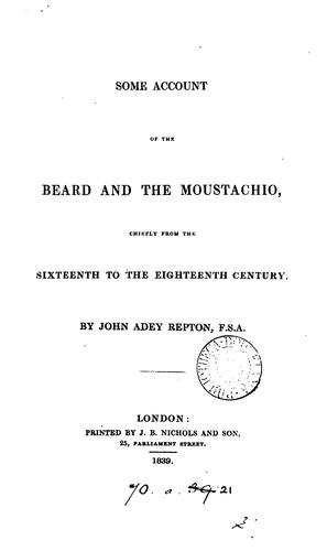 Cover for Some Account of the Beard and the Moustachio: Chiefly from the Sixteenth to the Eighteenth Century