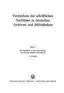 Cover for Die Nachlässe in den Bibliotheken der Bundesrepublik Deutschland