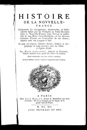 Cover for Histoire de la Nouvelle-France / par Marc Lescarbot.  Suivie des Muses de la Nouvelle-France