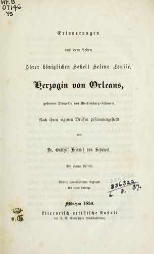 Cover for Erinnerungen aus dem Leben ihrer königlichen Hoheit Helene Louise