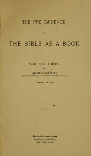 Cover for pre-eminence of the Bible as a book