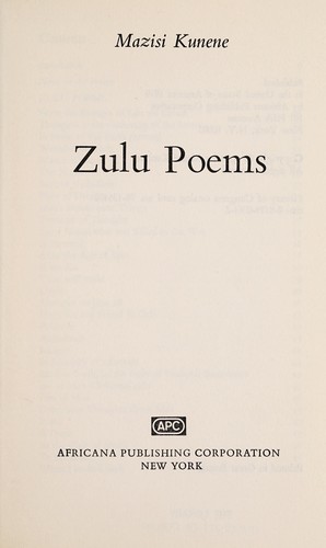 Cover for Zulu poems.