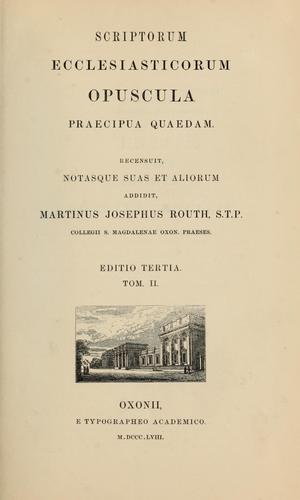 Cover for Scriptorum ecclesiasticorum opuscula praecipua quaedam