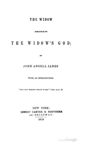 Cover for The Widow Directed to the Widow's God ...