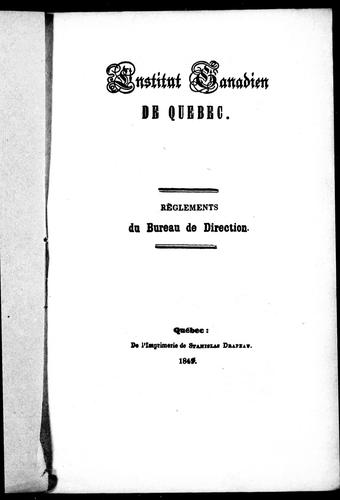 Cover for Règlements du Bureau de direction