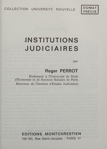 Cover for Institutions judiciaires