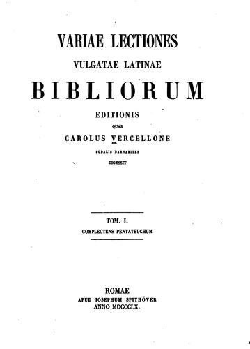 Cover for Variae lectiones Vulgatae Latinae Bibliorum editionis