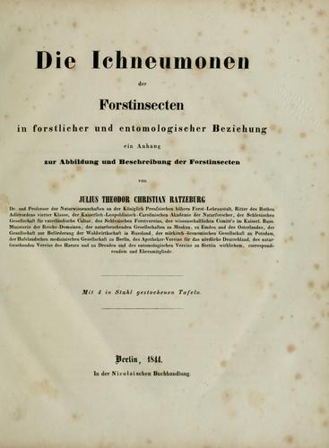 Cover for Die ichneumonen der forstinsecten in forstlicher und entomologischer beziehung