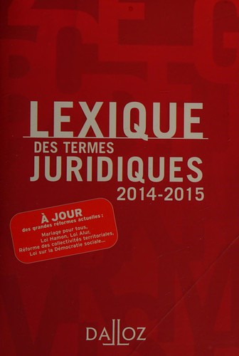 Cover for Lexique des termes juridiques