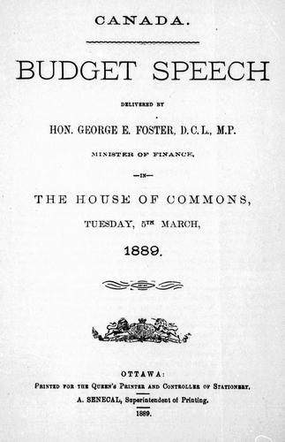 Cover for Budget speech
