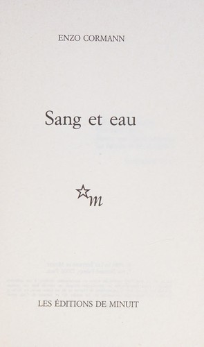 Cover for Sang et eau