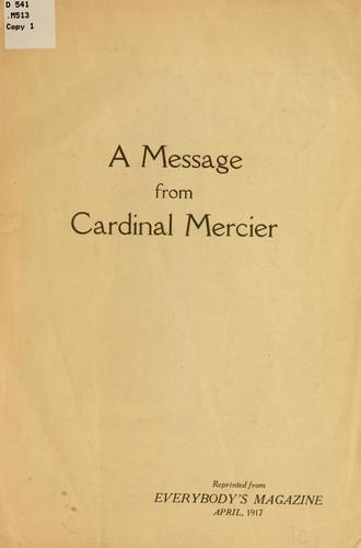 Cover for A message from Cardinal Mercier.