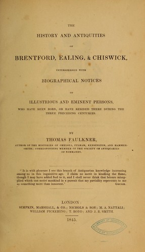 Cover for The history and antiquities of Brentford, Ealing, & Chiswick, interspersed with biographical notices of illustrious and eminent persons