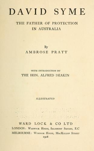 Cover for David Syme, the father of protection in Australia