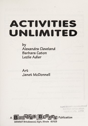 Cover for Activities unlimited