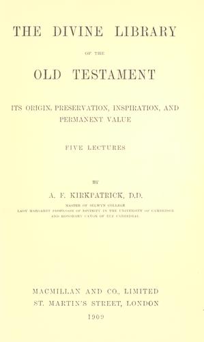 Cover for The divine library of the Old Testament