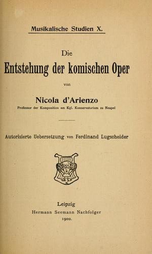 Cover for Die entstehung der komischen oper