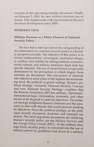 Cover for Russian Military Politics and Russia's 2010 Defense Doctrine