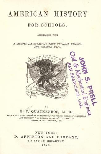 Cover for American history for schools ...