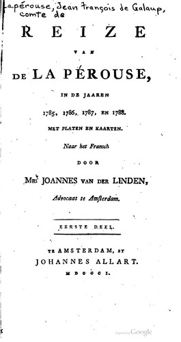 Cover for Reize van de La Pérouse, in de jaaren 1785, 1786, 1787, en 1788