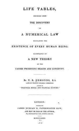 Cover for Life tables, founded upon the discovery of a numerical law regulating the existence of every human being ...