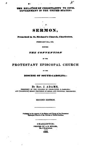 Cover for The Relation of Christianity to Civil Government in the United States: A Sermon, Preached in St ...