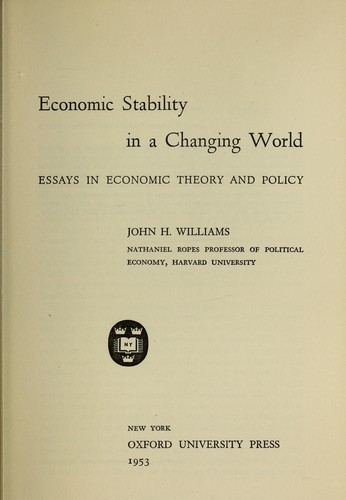 Cover for Economic stability in a changing world