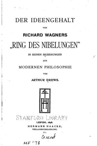 Cover for Der Ideengehalt von Richard Wagners"ring des Nibelungen": In seiner ...
