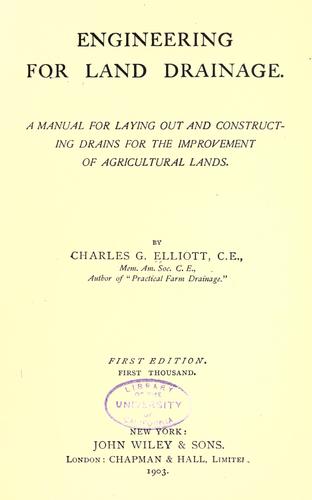 Cover for Engineering for land drainage