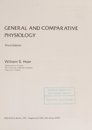 Cover for General and comparative physiology