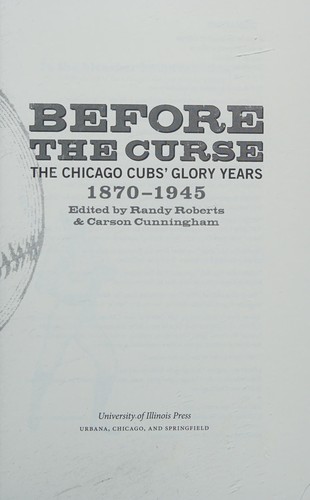 Cover for Before the curse