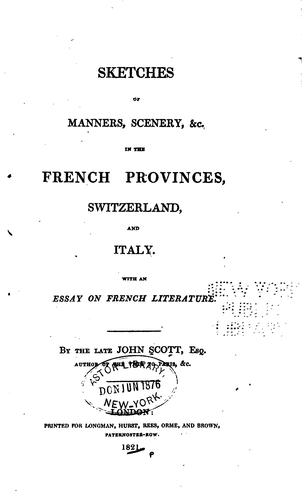 Cover for Sketches of manners, scenery, &c. in the French provinces, Switzerland, and Italy.