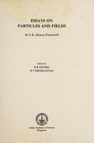 Cover for Essays on particles and fields