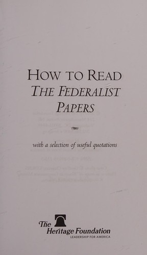 Cover for How to read The Federalist papers