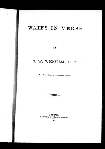 Cover for Waifs in verse