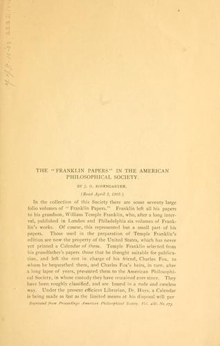 Cover for "Franklin papers" in the American Philosophical Society