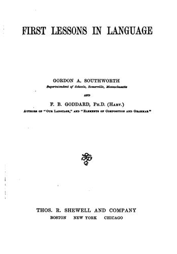 Cover for First Lessons in Language